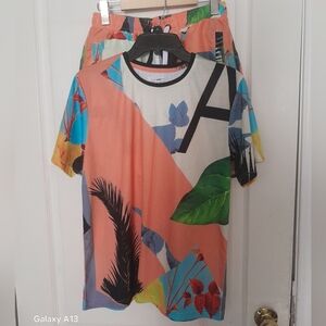 Fashion Nova Men Coral Tropical Print Set